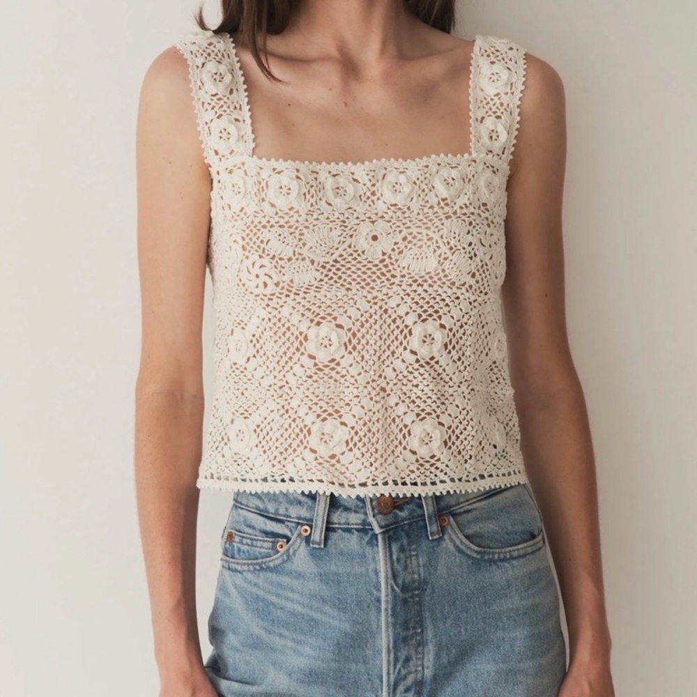 Doen Edwina Crochet Top in Pearl